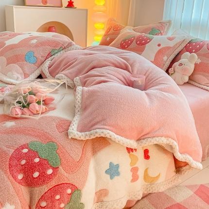 91家纺网 家纺一手货源 找家纺 （总）川悦生活 2023新款立体雪花绒宽边四件套