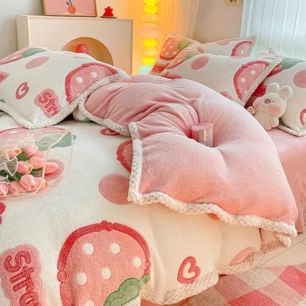 91家纺网 家纺一手货源 找家纺 （总）川悦生活 2023新款立体雪花绒宽边四件套