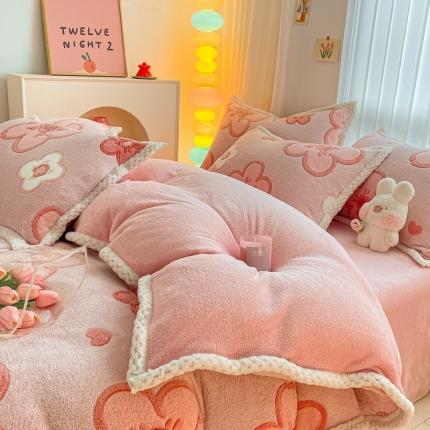 91家纺网 家纺一手货源 找家纺 （总）川悦生活 2023新款立体雪花绒宽边四件套