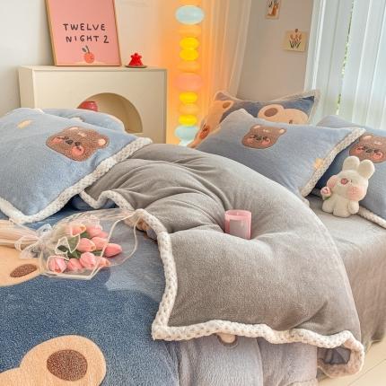 91家纺网 家纺一手货源 找家纺 （总）川悦生活 2023新款立体雪花绒宽边四件套