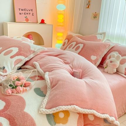 91家纺网 家纺一手货源 找家纺 （总）川悦生活 2023新款立体雪花绒宽边四件套