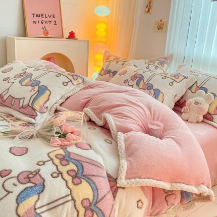 91家纺网 家纺一手货源 找家纺 （总）川悦生活 2023新款立体雪花绒宽边四件套