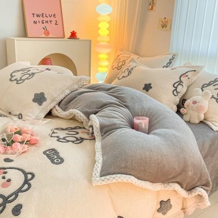 91家纺网 家纺一手货源 找家纺 （总）川悦生活 2023新款立体雪花绒宽边四件套