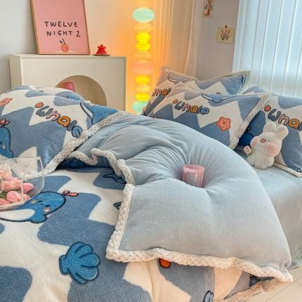 91家纺网 家纺一手货源 找家纺 （总）川悦生活 2023新款立体雪花绒宽边四件套