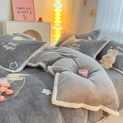 91家纺网 家纺一手货源 找家纺 （总）川悦生活 2023新款立体雪花绒宽边四件套