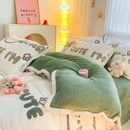 91家纺网 家纺一手货源 找家纺 （总）川悦生活 2023新款立体雪花绒宽边四件套