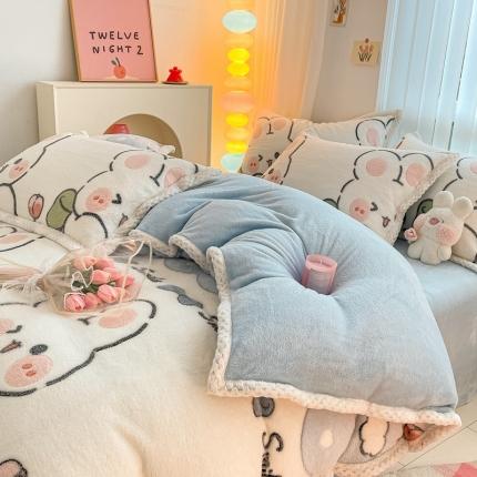 91家纺网 家纺一手货源 找家纺 （总）川悦生活 2023新款立体雪花绒宽边四件套