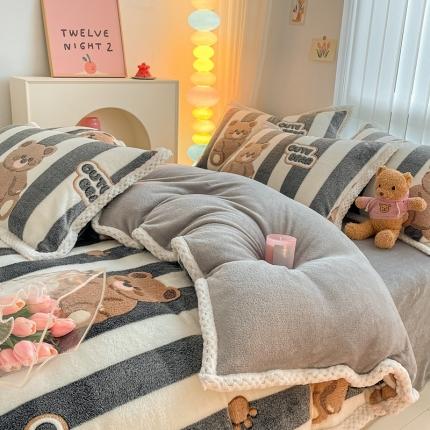 91家纺网 家纺一手货源 找家纺 （总）川悦生活 2023新款立体雪花绒宽边四件套