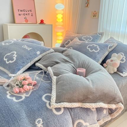 91家纺网 家纺一手货源 找家纺 （总）川悦生活 2023新款立体雪花绒宽边四件套