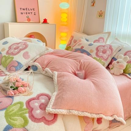 91家纺网 家纺一手货源 找家纺 （总）川悦生活 2023新款立体雪花绒宽边四件套