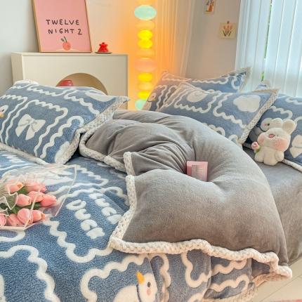 91家纺网 家纺一手货源 找家纺 （总）川悦生活 2023新款立体雪花绒宽边四件套