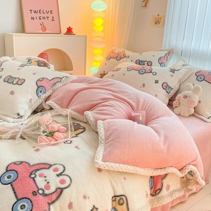 91家纺网 家纺一手货源 找家纺 （总）川悦生活 2023新款立体雪花绒宽边四件套