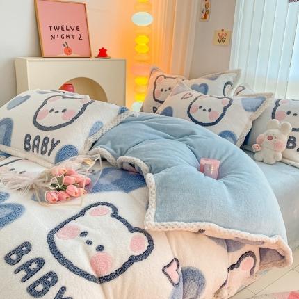 91家纺网 家纺一手货源 找家纺 （总）川悦生活 2023新款立体雪花绒宽边四件套