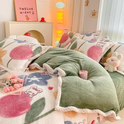 91家纺网 家纺一手货源 找家纺 （总）川悦生活 2023新款立体雪花绒宽边四件套