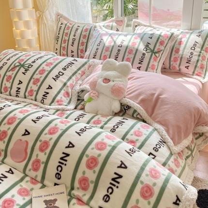 91家纺网 家纺一手货源 找家纺 （总）川悦生活 2023新款宽边牛奶绒工艺款四件套