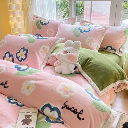 91家纺网 家纺一手货源 找家纺 （总）川悦生活 2023新款宽边牛奶绒工艺款四件套