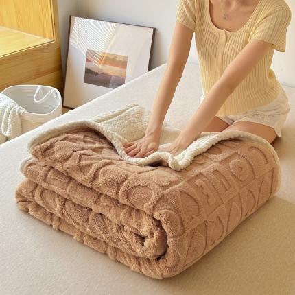 91家纺网 家纺一手货源 找家纺 湘之帛 2024直播新款高克重塔芙蓉绒羊羔绒多功能盖毯毛毯 简爱 咖