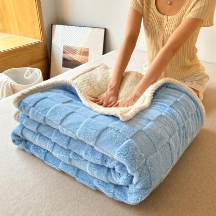 91家纺网 家纺一手货源 找家纺 湘之帛 2024直播新款高克重塔芙蓉绒羊羔绒多功能盖毯毛毯 棋盘格兰