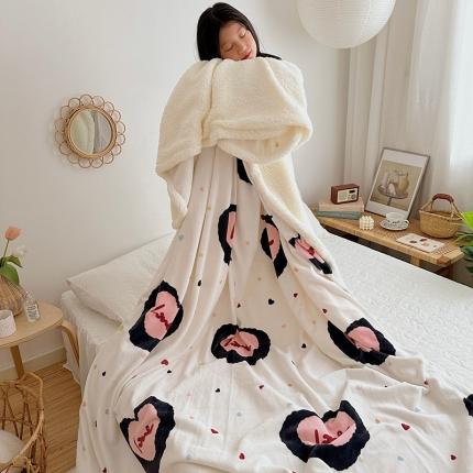 91家纺网 家纺一手货源 找家纺 （总）萝莉 2023新款ins加厚牛奶绒羊羔绒毯午睡毯沙发盖毯-风格二
