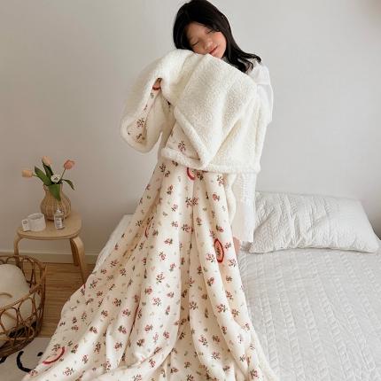 91家纺网 家纺一手货源 找家纺 （总）萝莉 2023新款ins加厚牛奶绒羊羔绒毯午睡毯沙发盖毯-风格二
