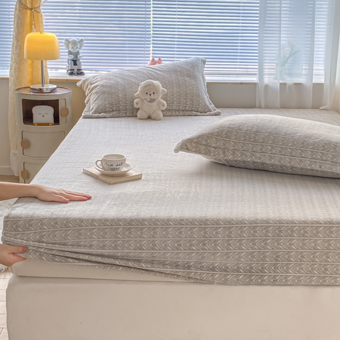 91家纺网 家纺一手货源 找家纺 欧邦 新款印花牛奶绒单品床笠 北欧