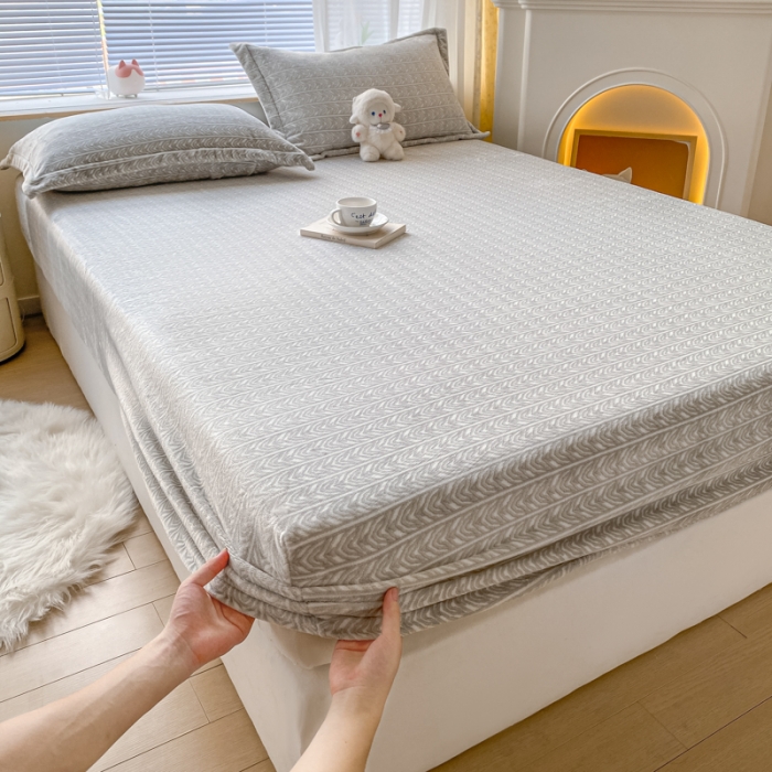 91家纺网 家纺一手货源 找家纺 欧邦 新款印花牛奶绒单品床笠 北欧