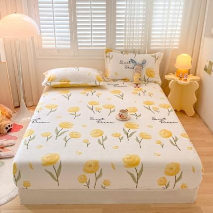 91家纺网 家纺一手货源 找家纺 欧邦 新款印花牛奶绒单品床笠 浪漫花园