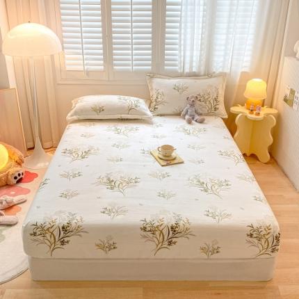 91家纺网 家纺一手货源 找家纺 欧邦 新款印花牛奶绒单品床笠 秋语