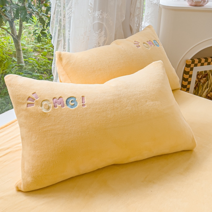 91家纺网 家纺一手货源 找家纺 米瑞娜 2024新款贴布绣牛奶绒四件套 好伙伴-黄