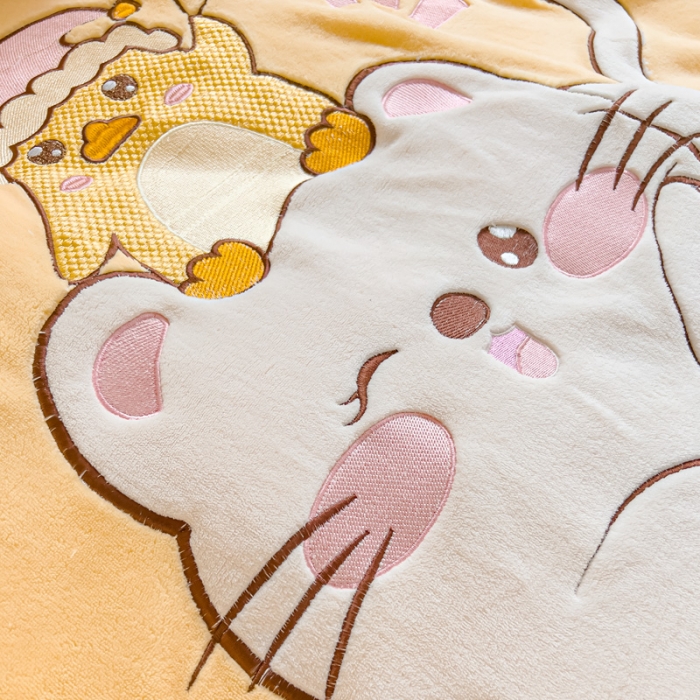 91家纺网 家纺一手货源 找家纺 米瑞娜 2024新款贴布绣牛奶绒四件套 好伙伴-黄