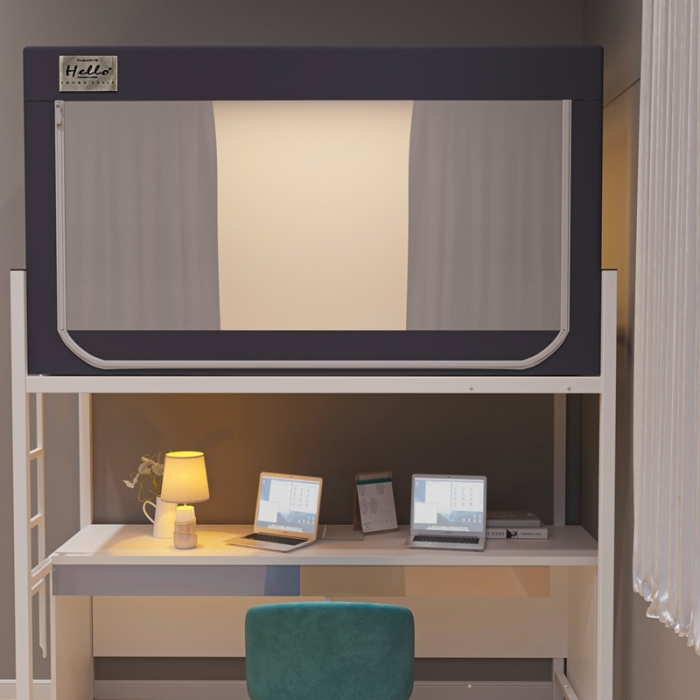 91家纺网 家纺一手货源 找家纺 青竹苑 2023新款强遮光纯色床帘学生蚊帐上下铺蚊帐坐床蚊帐 淡雅灰