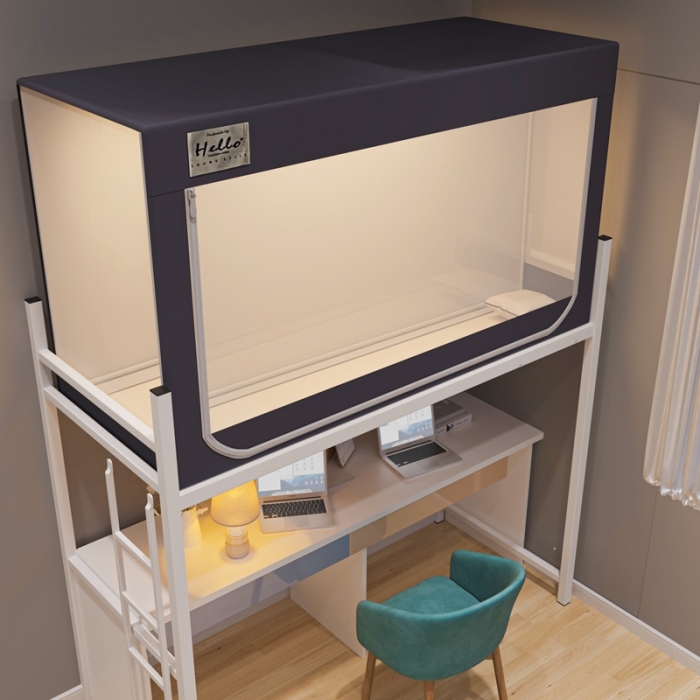 91家纺网 家纺一手货源 找家纺 青竹苑 2023新款强遮光纯色床帘学生蚊帐上下铺蚊帐坐床蚊帐 淡雅灰