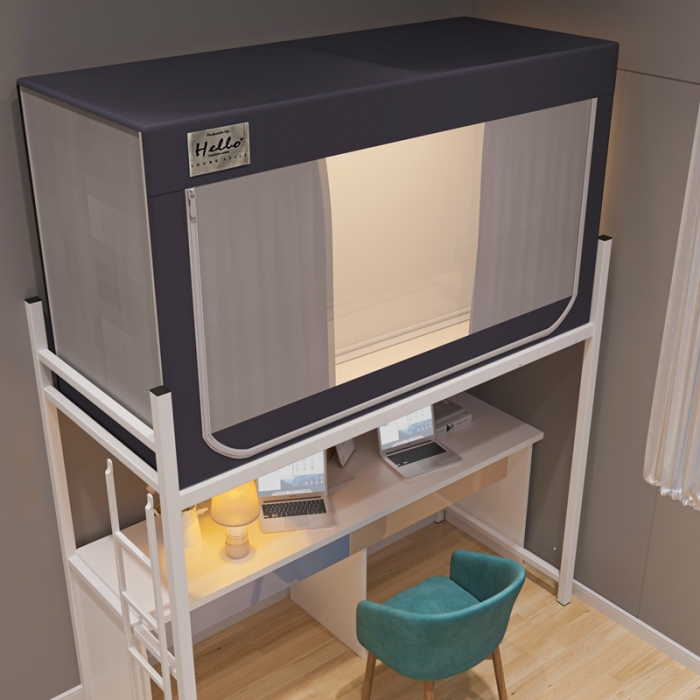 91家纺网 家纺一手货源 找家纺 青竹苑 2023新款强遮光纯色床帘学生蚊帐上下铺蚊帐坐床蚊帐 淡雅灰