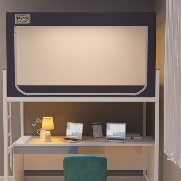 91家纺网 家纺一手货源 找家纺 青竹苑 2023新款强遮光纯色床帘学生蚊帐上下铺蚊帐坐床蚊帐 淡雅灰