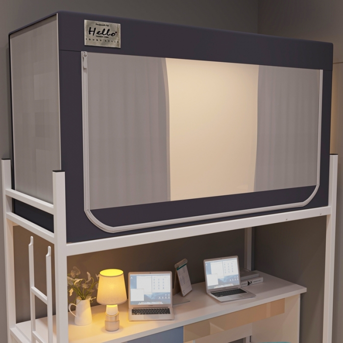 91家纺网 家纺一手货源 找家纺 青竹苑 2023新款强遮光纯色床帘学生蚊帐上下铺蚊帐坐床蚊帐 淡雅灰