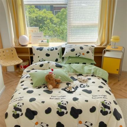 91家纺网 家纺一手货源 找家纺 时年 2023新款全棉印花优选系列四件套 熊猫香香