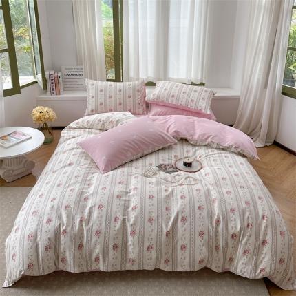 时年 2023新款全棉印花优选系列四件套 淡粉佳人