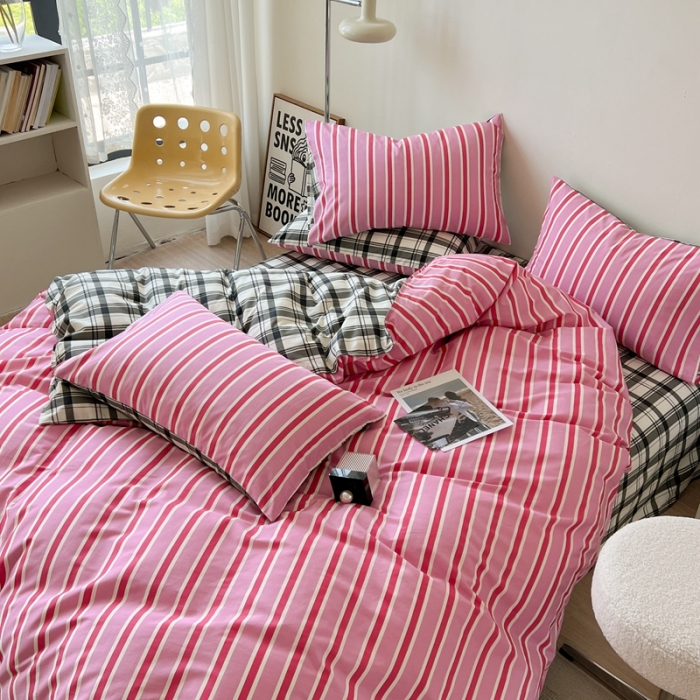 91家纺网 家纺一手货源 找家纺 时年 2023新款全棉印花优选系列四件套 粉调