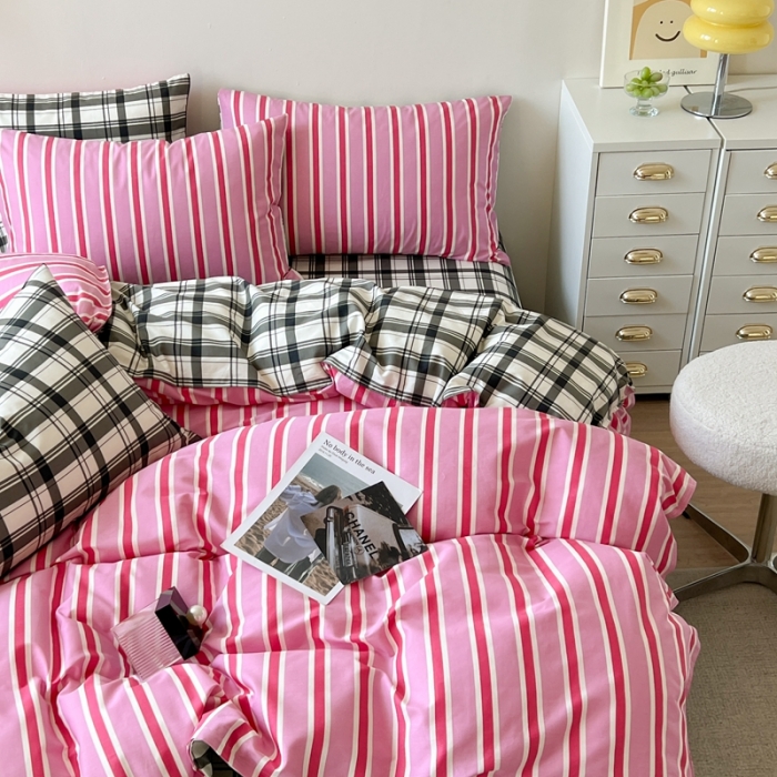 91家纺网 家纺一手货源 找家纺 时年 2023新款全棉印花优选系列四件套 粉调