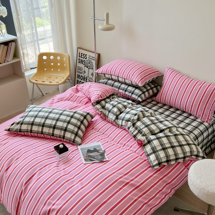 91家纺网 家纺一手货源 找家纺 时年 2023新款全棉印花优选系列四件套 粉调