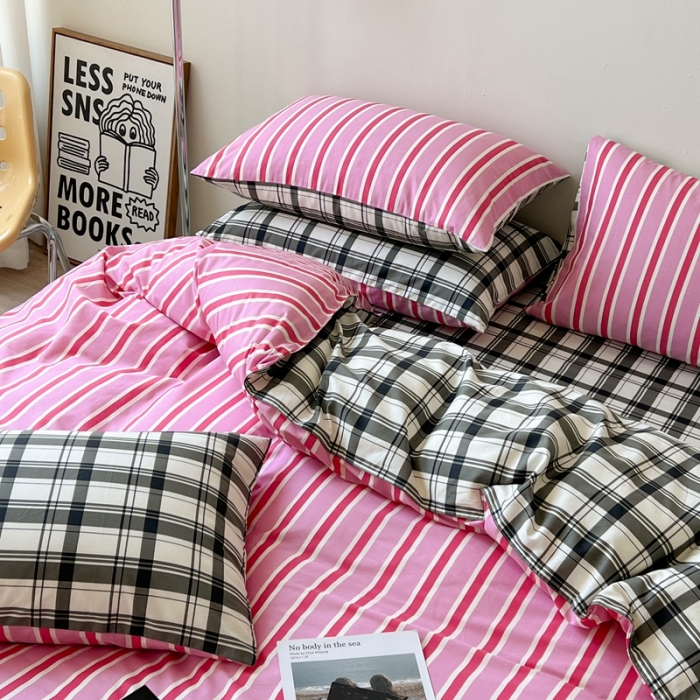 91家纺网 家纺一手货源 找家纺 时年 2023新款全棉印花优选系列四件套 粉调