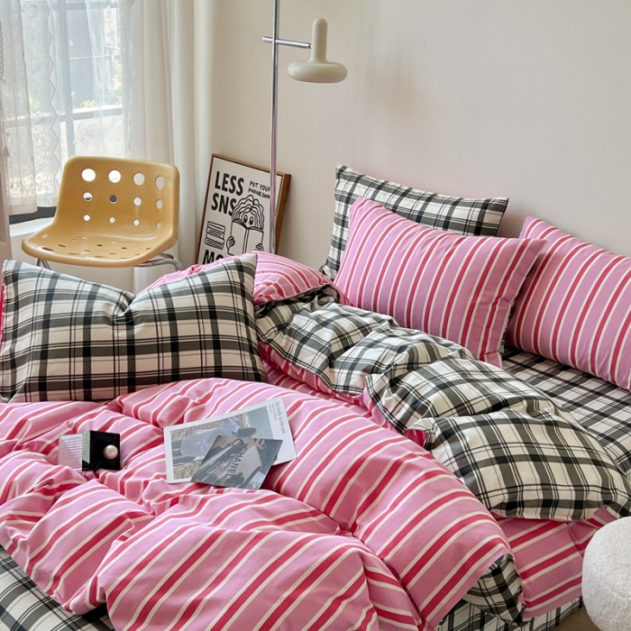 91家纺网 家纺一手货源 找家纺 时年 2023新款全棉印花优选系列四件套 粉调