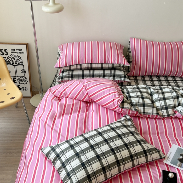 91家纺网 家纺一手货源 找家纺 时年 2023新款全棉印花优选系列四件套 粉调