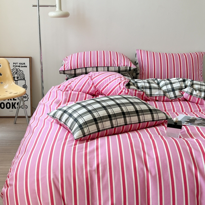 91家纺网 家纺一手货源 找家纺 时年 2023新款全棉印花优选系列四件套 粉调