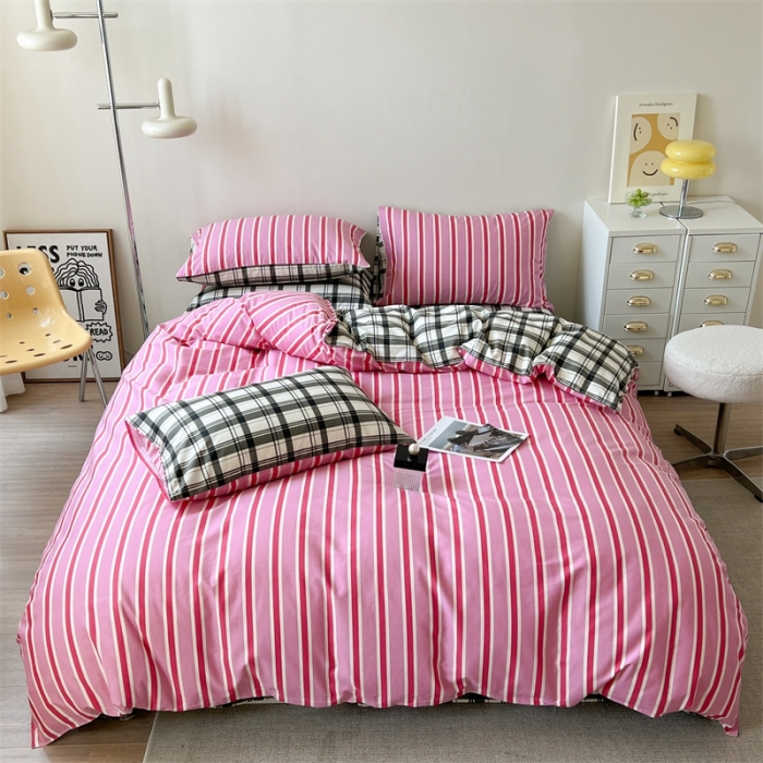 91家纺网 家纺一手货源 找家纺 时年 2023新款全棉印花优选系列四件套 粉调