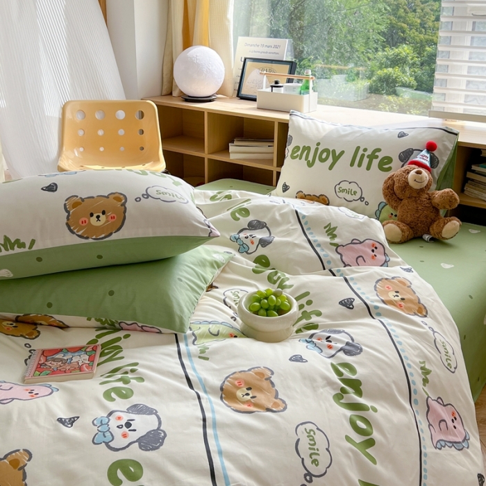 91家纺网 家纺一手货源 找家纺 时年 2023新款全棉印花优选系列四件套 哈哈乐园