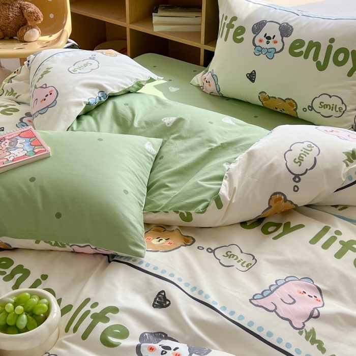 91家纺网 家纺一手货源 找家纺 时年 2023新款全棉印花优选系列四件套 哈哈乐园