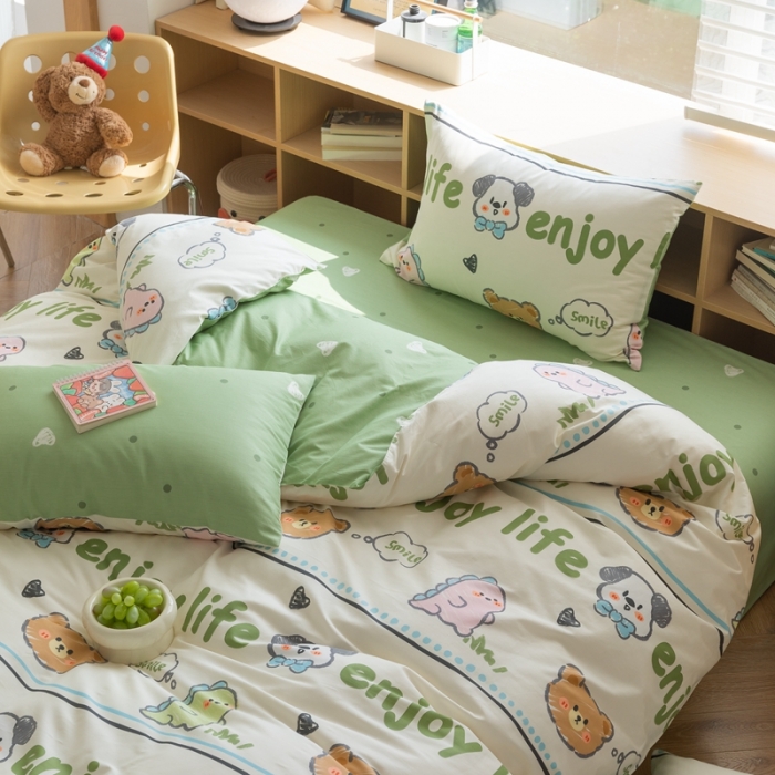 91家纺网 家纺一手货源 找家纺 时年 2023新款全棉印花优选系列四件套 哈哈乐园