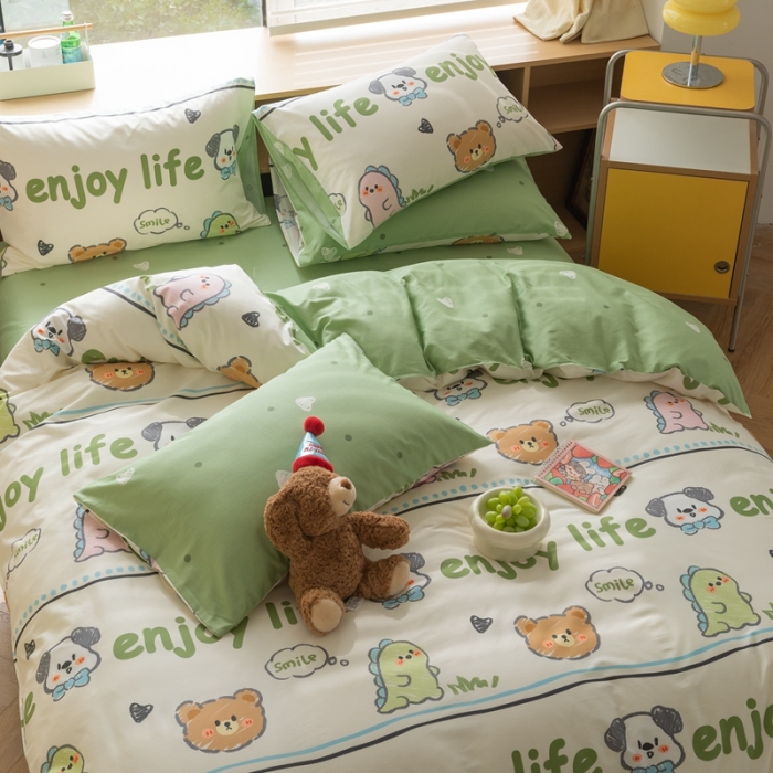 91家纺网 家纺一手货源 找家纺 时年 2023新款全棉印花优选系列四件套 哈哈乐园