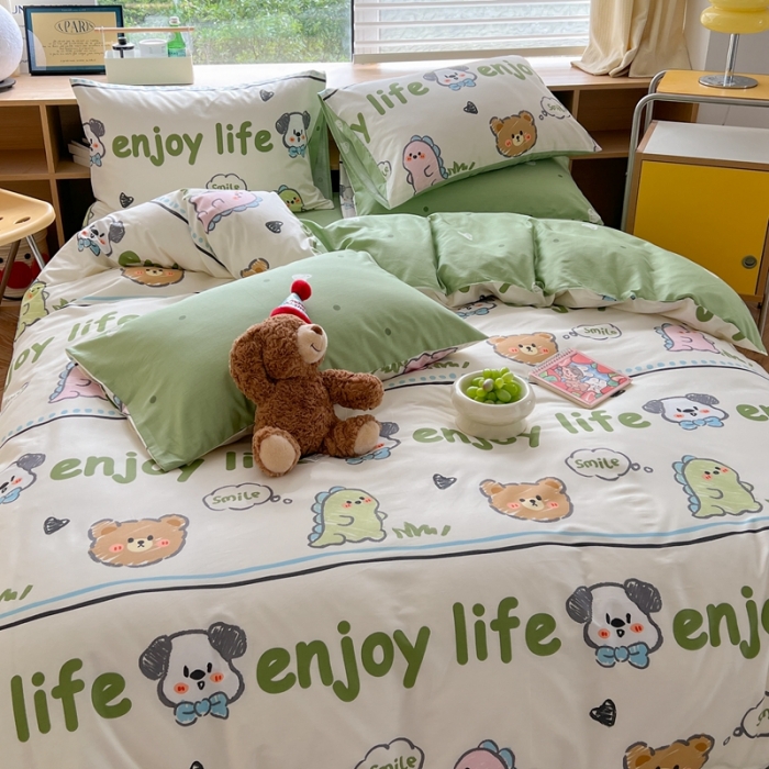 91家纺网 家纺一手货源 找家纺 时年 2023新款全棉印花优选系列四件套 哈哈乐园